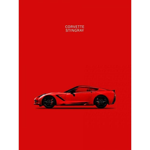 Chev Corvette-Stingray Red Black Modern Wood Framed Art Print with Double Matting by Rogan, Mark