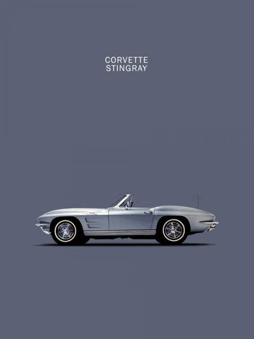 Corvette 1965 Grey Black Ornate Wood Framed Art Print with Double Matting by Rogan, Mark