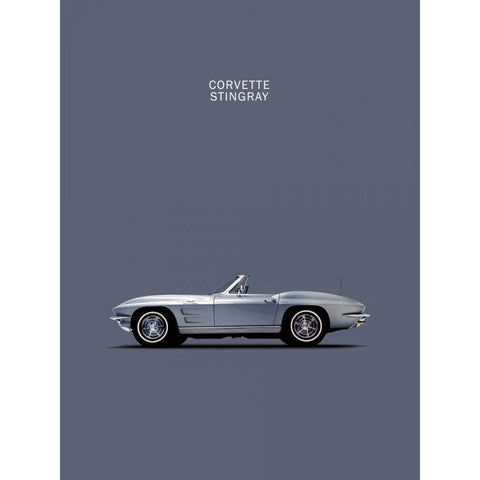 Corvette 1965 Grey Black Modern Wood Framed Art Print with Double Matting by Rogan, Mark