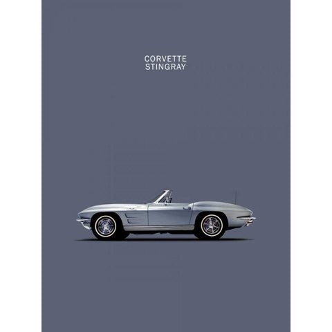 Corvette 1965 Grey White Modern Wood Framed Art Print by Rogan, Mark