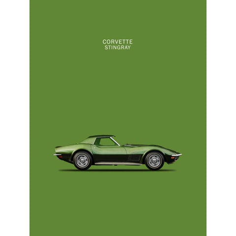 Corvette Stingray 1970 Green Gold Ornate Wood Framed Art Print with Double Matting by Rogan, Mark