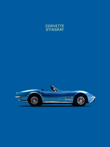 Corvette Stingray Blue Black Ornate Wood Framed Art Print with Double Matting by Rogan, Mark