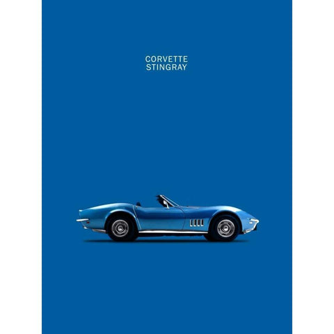 Corvette Stingray Blue White Modern Wood Framed Art Print by Rogan, Mark