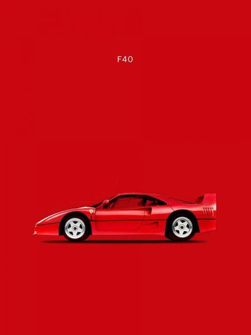 Ferrari F40 White Modern Wood Framed Art Print with Double Matting by Rogan, Mark