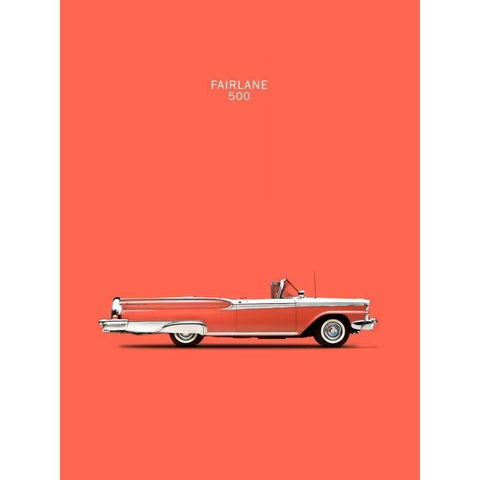 Ford Fairlane 500 1959 White Modern Wood Framed Art Print by Rogan, Mark