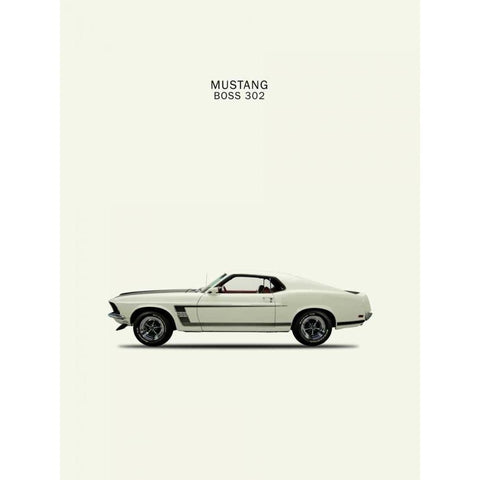 Ford Mustang Boss302 1969 Gold Ornate Wood Framed Art Print with Double Matting by Rogan, Mark