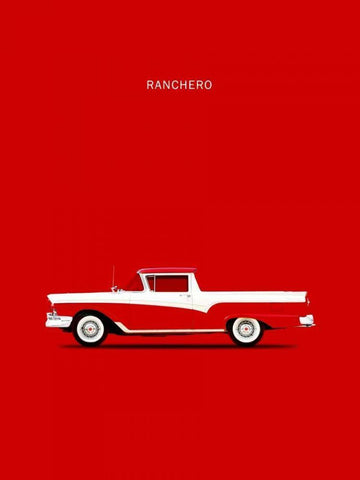 Ford Ranchero 57 White Modern Wood Framed Art Print with Double Matting by Rogan, Mark