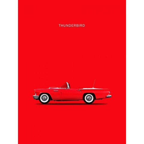 Ford Thunderbird 1957 White Modern Wood Framed Art Print by Rogan, Mark