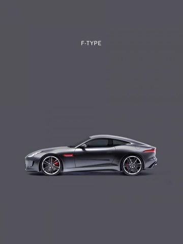 Jaguar F-Type Grey White Modern Wood Framed Art Print with Double Matting by Rogan, Mark