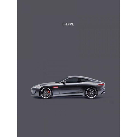 Jaguar F-Type Grey Black Modern Wood Framed Art Print by Rogan, Mark