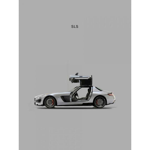 Mercedes SLS Grey Black Modern Wood Framed Art Print with Double Matting by Rogan, Mark