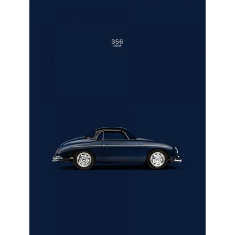 Porsche 356 1958 Blue Black Modern Wood Framed Art Print with Double Matting by Rogan, Mark