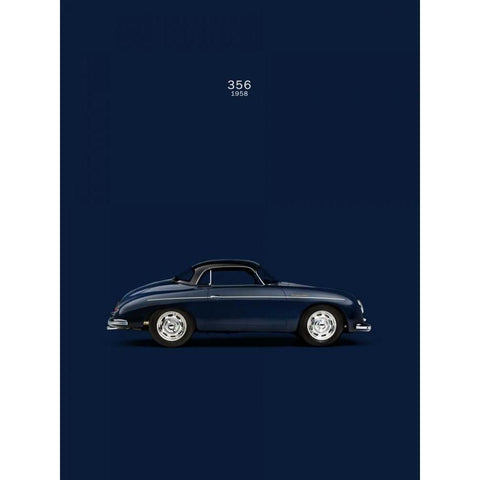 Porsche 356 1958 Blue Black Modern Wood Framed Art Print by Rogan, Mark