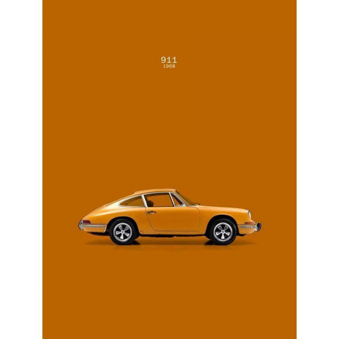 Porsche 911 1968 Orange Black Modern Wood Framed Art Print with Double Matting by Rogan, Mark