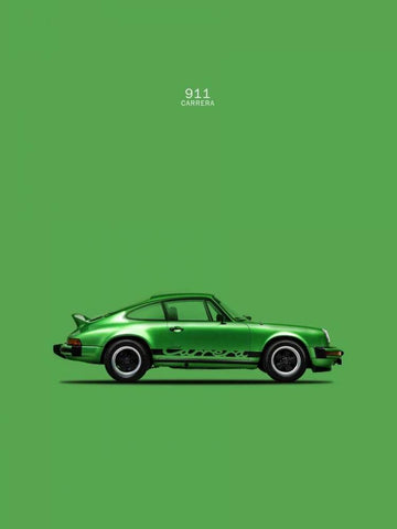 Porsche 911 Carrera Green Black Ornate Wood Framed Art Print with Double Matting by Rogan, Mark