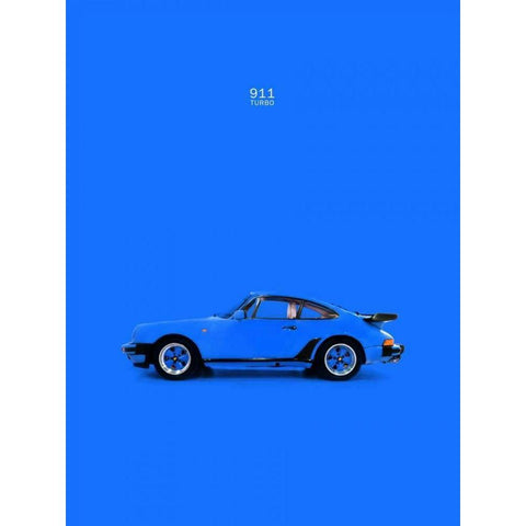 Porsche 911 Turbo Blue White Modern Wood Framed Art Print by Rogan, Mark