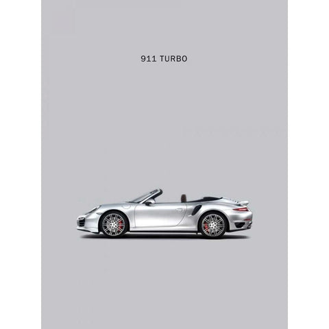 Porsche 911 Turbo Grey White Modern Wood Framed Art Print by Rogan, Mark