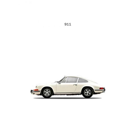 Porsche 911E 1968 White Gold Ornate Wood Framed Art Print with Double Matting by Rogan, Mark