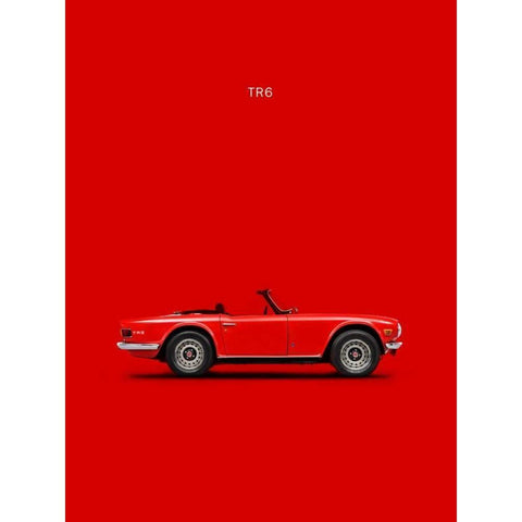 Triumph TR6 Red Black Modern Wood Framed Art Print with Double Matting by Rogan, Mark