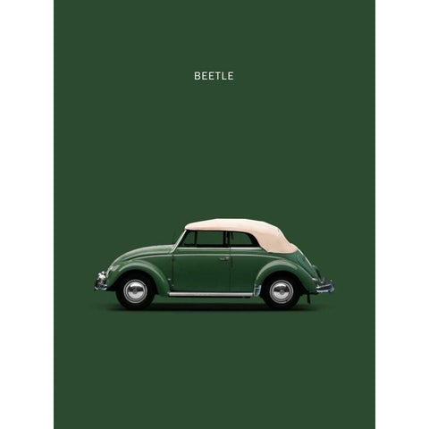 VW Beetle Green 53 Gold Ornate Wood Framed Art Print with Double Matting by Rogan, Mark
