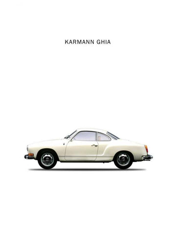 VW Karmann Ghia 1970 White Black Ornate Wood Framed Art Print with Double Matting by Rogan, Mark