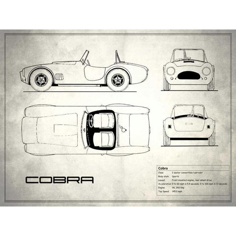 AC Cobra White White Modern Wood Framed Art Print by Rogan, Mark