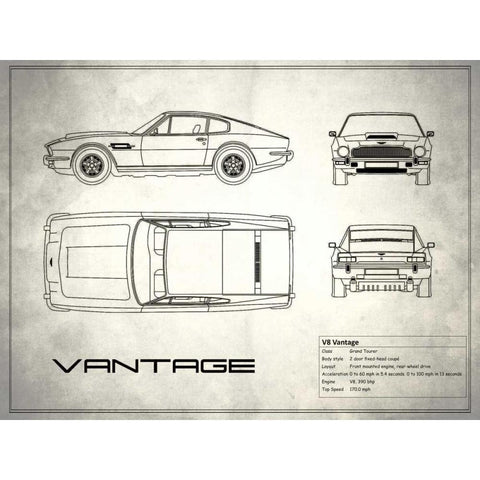 Aston V8 Vantage White White Modern Wood Framed Art Print by Rogan, Mark