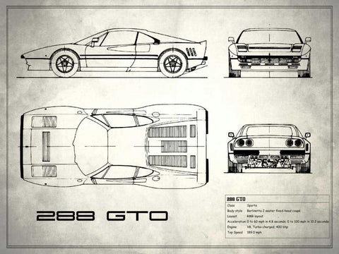 Ferrari 288-GTO White Black Ornate Wood Framed Art Print with Double Matting by Rogan, Mark