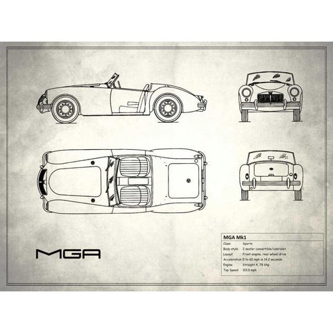 MG MGA White Gold Ornate Wood Framed Art Print with Double Matting by Rogan, Mark