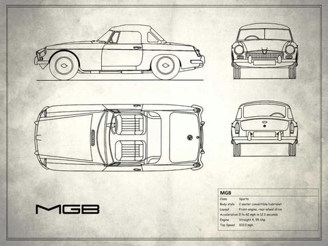 MG MGB White White Modern Wood Framed Art Print with Double Matting by Rogan, Mark