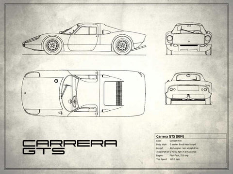 Porsche Carrera GTS White White Modern Wood Framed Art Print with Double Matting by Rogan, Mark