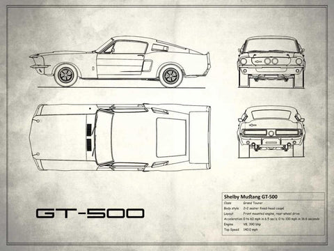 Shelby Mustang GT500 White White Modern Wood Framed Art Print with Double Matting by Rogan, Mark