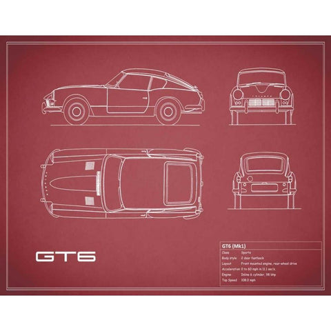 Triumph GT6 Mk1 White Black Modern Wood Framed Art Print with Double Matting by Rogan, Mark