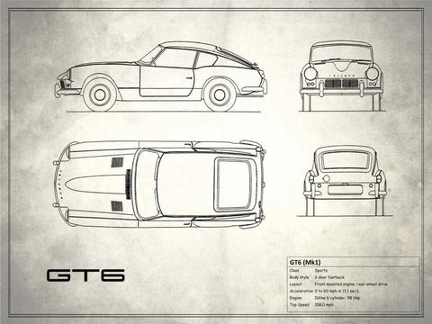 Triumph GT6 Mk1 White Modern Wood Framed Art Print with Double Matting by Rogan, Mark