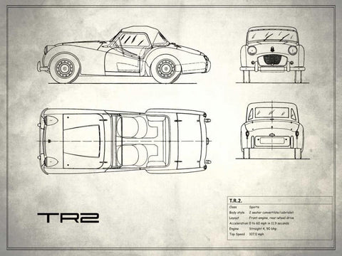 Triumph TR2 White Black Ornate Wood Framed Art Print with Double Matting by Rogan, Mark