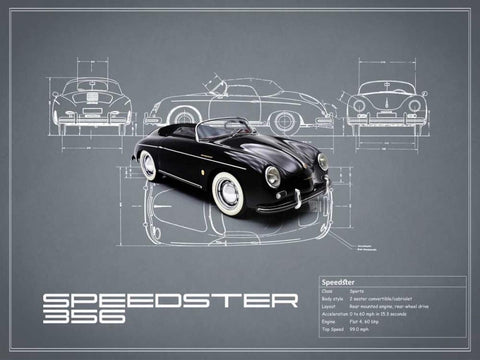 Porsche Speedster 1959 White White Modern Wood Framed Art Print with Double Matting by Rogan, Mark