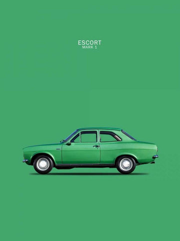 Ford Escort Mk1 TwinCam 1968 White Modern Wood Framed Art Print with Double Matting by Rogan, Mark