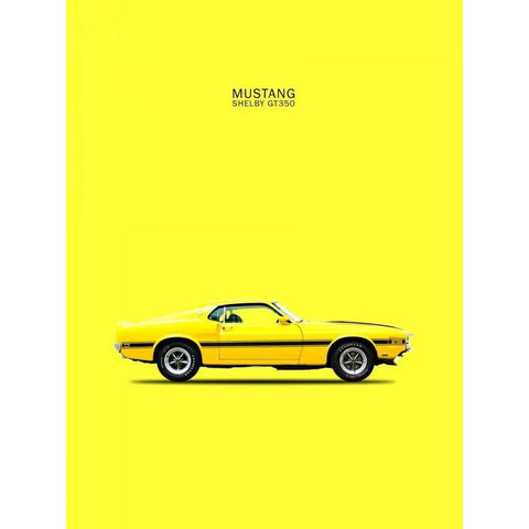 Mustang Shelby GT350 69 Yellow White Modern Wood Framed Art Print by Rogan, Mark