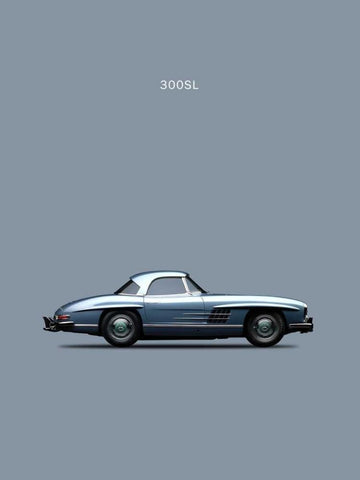 Mercedes 300SL 1960 Black Ornate Wood Framed Art Print with Double Matting by Rogan, Mark