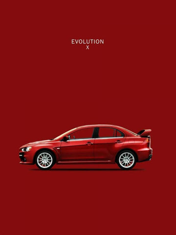 Mitsubishi Lancer Evolution X White Modern Wood Framed Art Print with Double Matting by Rogan, Mark