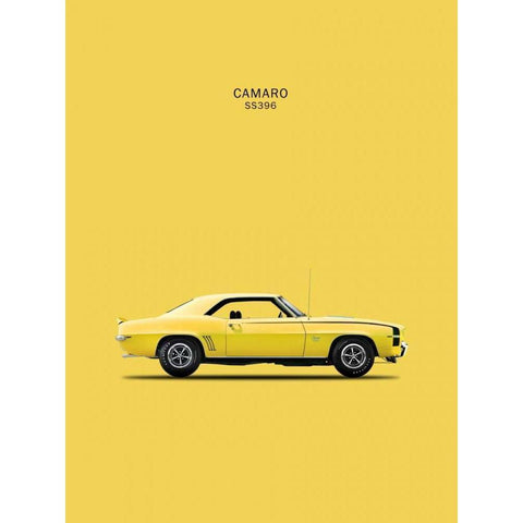 Chevy Camaro SS396 1969 White Modern Wood Framed Art Print by Rogan, Mark