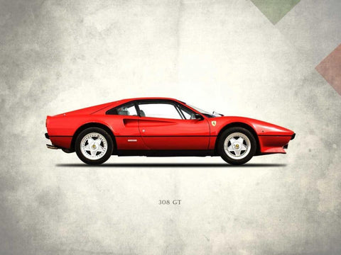 Ferrari 308GT Berlinetta 1977 White Modern Wood Framed Art Print with Double Matting by Rogan, Mark