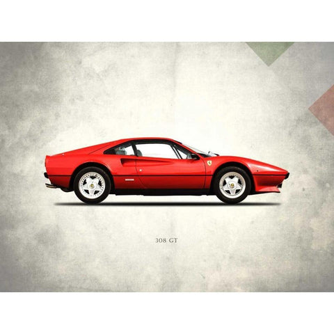 Ferrari 308GT Berlinetta 1977 Gold Ornate Wood Framed Art Print with Double Matting by Rogan, Mark