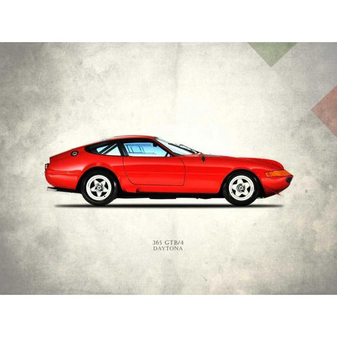 Ferrari 365 GTB-4 1969 White Modern Wood Framed Art Print by Rogan, Mark