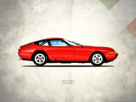 Ferrari 365 GTB-4 1969 White Modern Wood Framed Art Print with Double Matting by Rogan, Mark