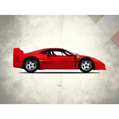 Ferrari F40 Berlinette 1992 Black Modern Wood Framed Art Print by Rogan, Mark