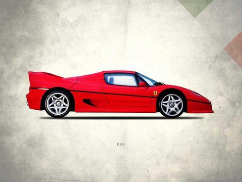 Ferrari F50 White Modern Wood Framed Art Print with Double Matting by Rogan, Mark