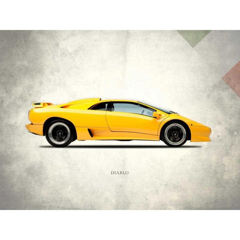 Lamborghini Diablo 1988 White Modern Wood Framed Art Print by Rogan, Mark