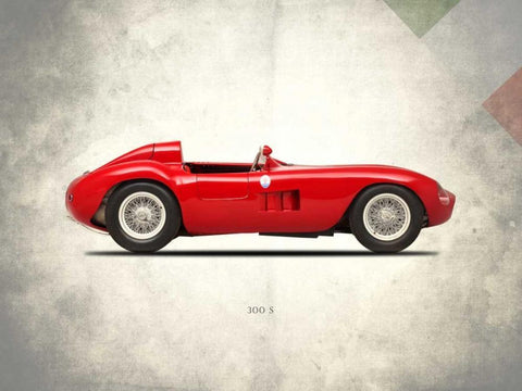 Maserati 300-S 1955 White Modern Wood Framed Art Print with Double Matting by Rogan, Mark