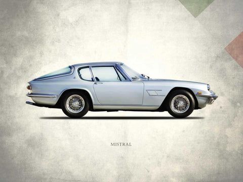 Maserati Mistral 1969 Black Ornate Wood Framed Art Print with Double Matting by Rogan, Mark